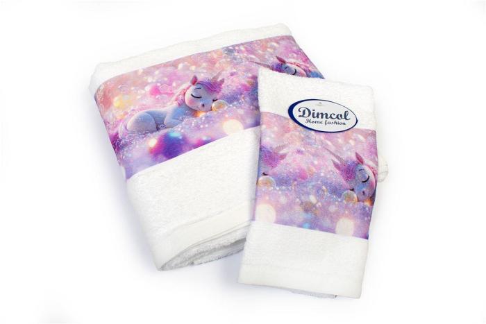 Πετσέτα Σετ 2 τεμ Με Ψηφιακή Εκτύπωση bebe Dreaming Unicorn 321 30X50,70X140 White 100% Cotton