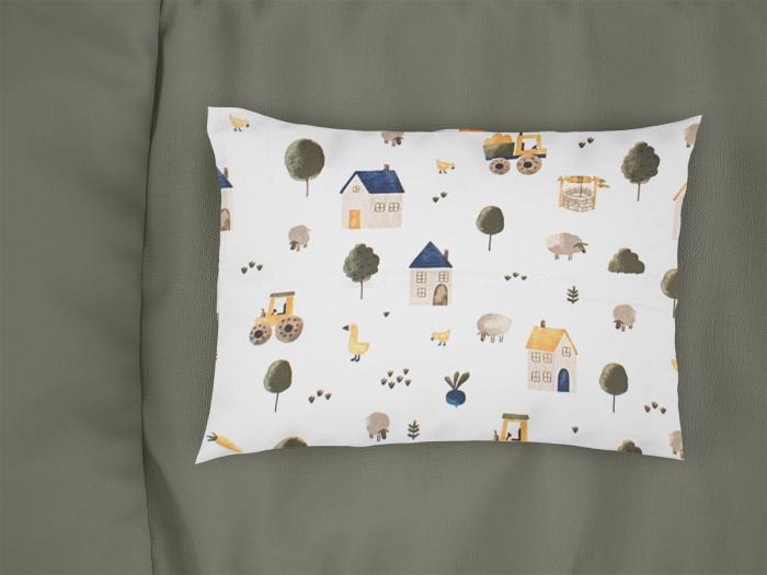 Μαξιλαροθήκη Εμπριμέ bebe Village 579 35X45 White-Green 100% Cotton