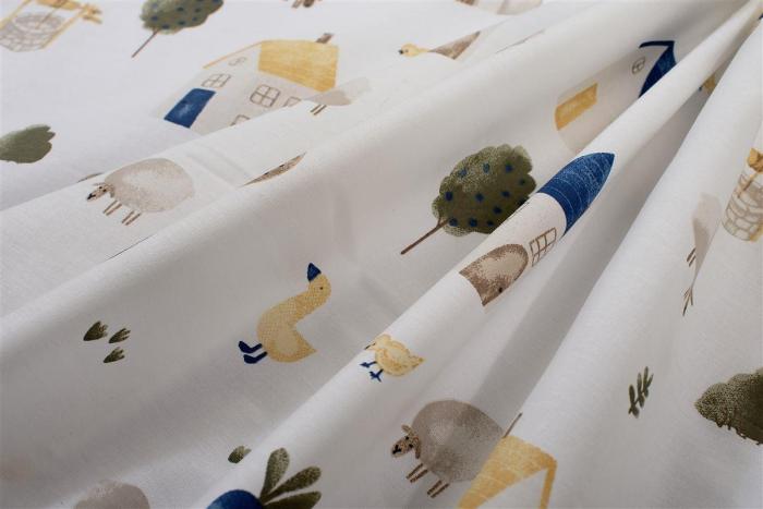 Σεντονάκι Λίκνου bebe Village 579 80X110 White-Green 100% Cotton