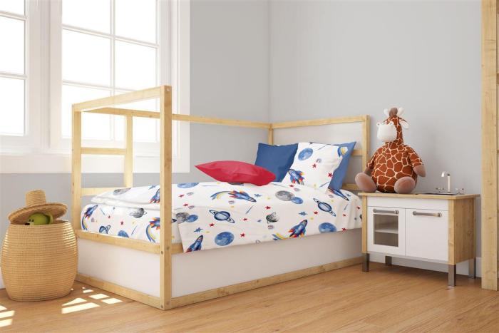 Παπλωματοθήκη Εμπριμέ bebe Space Mission 184 120X160 White-Blue 100% Cotton