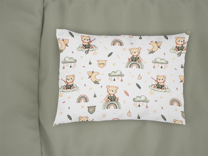 Μαξιλαροθήκη Εμπριμέ bebe Cloudy Bear 581 35X45 White-Olive 100% Cotton