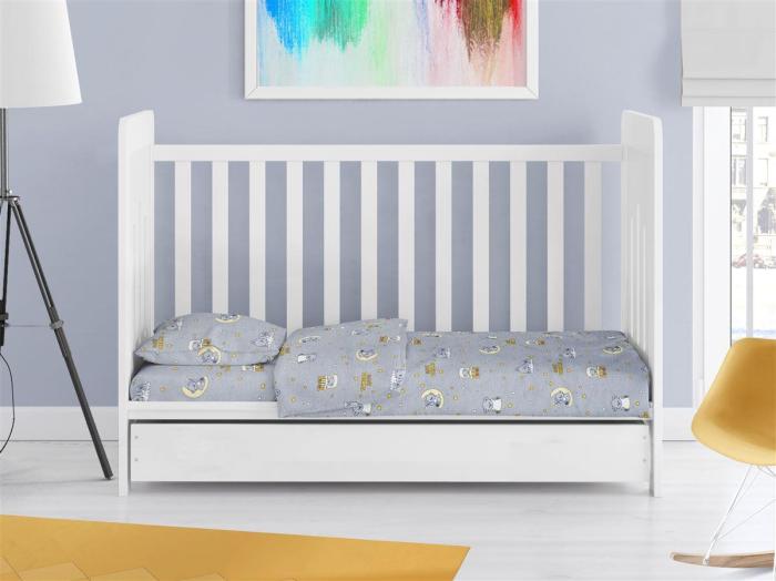 ΠΑΠΛΩΜΑΤΟΘΗΚΗ ΕΜΠΡΙΜΕ bebe Sweet Dreams 552 120X160 Grey 100% Cotton