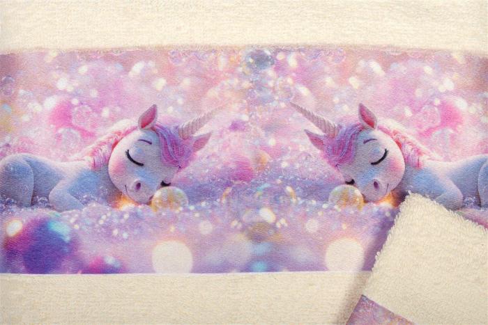 Πετσέτα Σετ 2 τεμ Με Ψηφιακή Εκτύπωση bebe Dreaming Unicorn 322 30X50,70X140 Ecru 100% Cotton