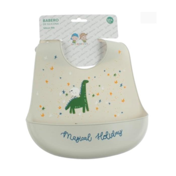 Σαλιάρα Σιλικόνης Dinos Light Grey