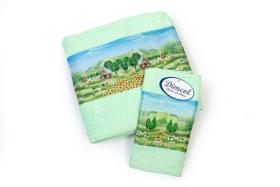 Πετσέτα Σετ 2 τεμ Με Ψηφιακή Εκτύπωση bebe Farm 342 30X50,70X140 Mint 100% Cotton