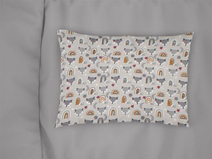 Μαξιλαροθήκη Εμπριμέ kids Fox 527 50X70 Grey 100% Cotton