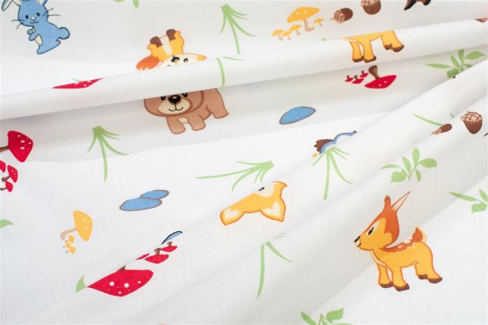 Σεντόνια Εμπριμέ Σετ 3 τεμ bebe Forest Animals 570 120X160 White-Sky Blue 100% Cotton