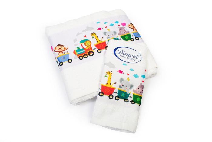 Πετσέτα Σετ 2 τεμ Με Ψηφιακή Εκτύπωση bebe Train 346 30X50,70X140 White 100% Cotton