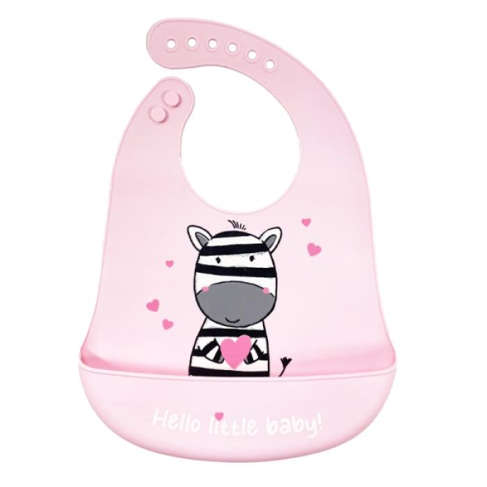 Σαλιάρα Σιλικόνης Zebra Pink