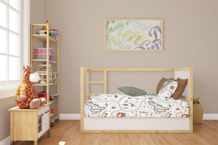 Κατωσέντονο Με Λάστιχο bebe Countryside 580 0,70X1,40X0,15 White-Mint 100% Cotton