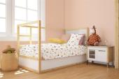 Παπλωματοθήκη Εμπριμέ bebe Forest Animals 571 120X160 White-Pink 100% Cotton