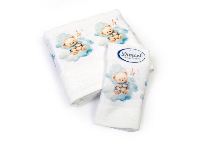 Πετσέτα Σετ 2 τεμ Με Ψηφιακή Εκτύπωση bebe Cute Bear 302 30X50,70X140 White 100% Cotton