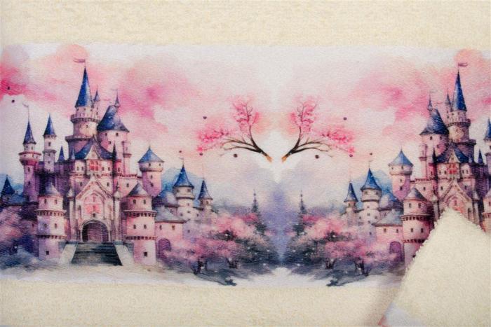 Πετσέτα Σετ 2 τεμ Με Ψηφιακή Εκτύπωση bebe Fairytale Castle 327 30X50,70X140 Ecru 100% Cotton