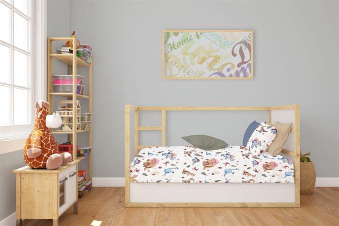 Κατωσέντονο Με Λάστιχο bebe Dinosaur 519 0,70X1,40X0,15 White-Blue 100% Cotton