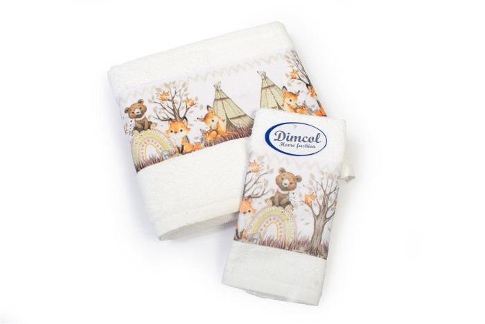Πετσέτα Σετ 2 τεμ Με Ψηφιακή Εκτύπωση bebe Forest Animals 335 30X50,70X140 White 100% Cotton