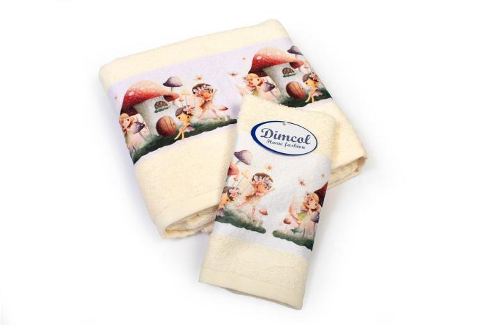 Πετσέτα Σετ 2 τεμ Με Ψηφιακή Εκτύπωση bebe Fairies 332 30X50,70X140 Ecru 100% Cotton