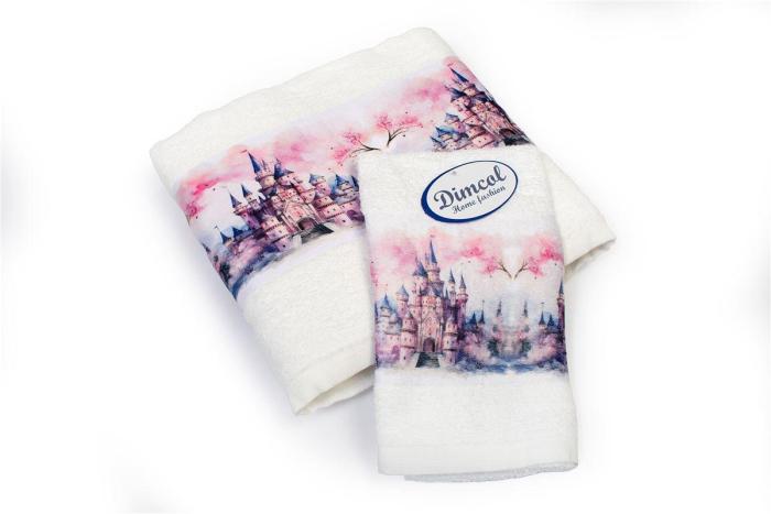 Πετσέτα Σετ 2 τεμ Με Ψηφιακή Εκτύπωση bebe Fairytale Castle 326 30X50,70X140 White 100% Cotton