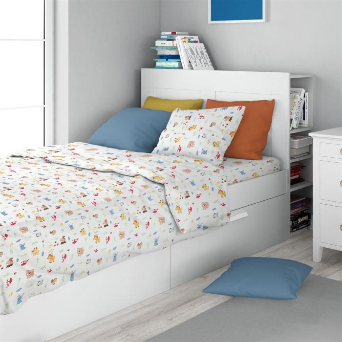 Σεντόνια Εμπριμέ Σετ 2 τεμ kids Forest Animals 570 160X240 White-Sky Blue 100% Cotton