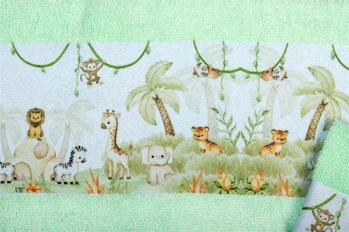 Πετσέτα Σετ 2 τεμ Με Ψηφιακή Εκτύπωση bebe Jungle 352 30X50,70X140 Mint 100% Cotton