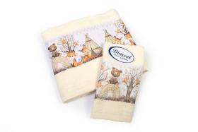 Πετσέτα Σετ 2 τεμ Με Ψηφιακή Εκτύπωση bebe Forest Animals 336 30X50,70X140 Ecru 100% Cotton