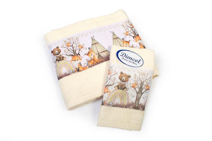 Πετσέτα Σετ 2 τεμ Με Ψηφιακή Εκτύπωση bebe Forest Animals 336 30X50,70X140 Ecru 100% Cotton