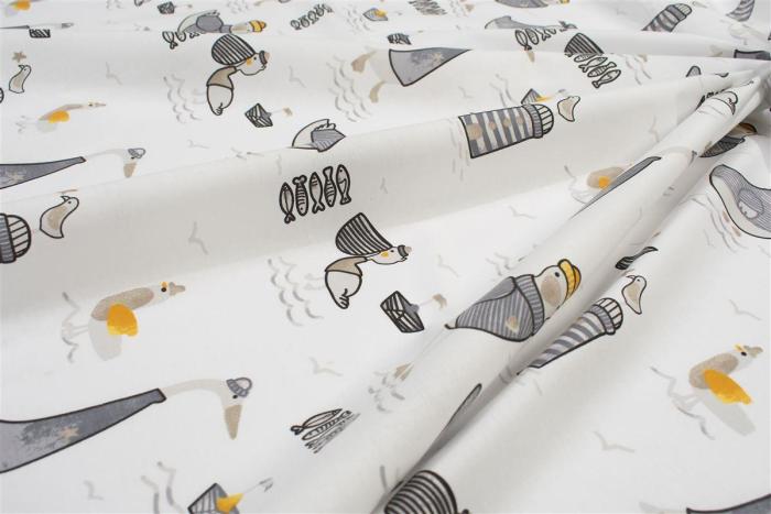 Σεντονάκι Λίκνου bebe Seabirds 578 80X110 White-Grey 100% Cotton