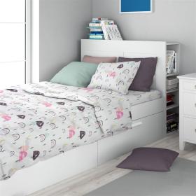 Σεντόνια Εμπριμέ Σετ 2 τεμ kids Rainbow 575 160X240 White-Pink 100% Cotton