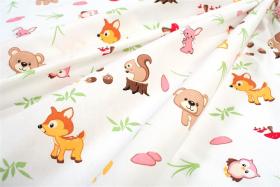 Πάνα Χασέ bebe Forest Animals 571 80X80 White-Pink 100% Cotton
