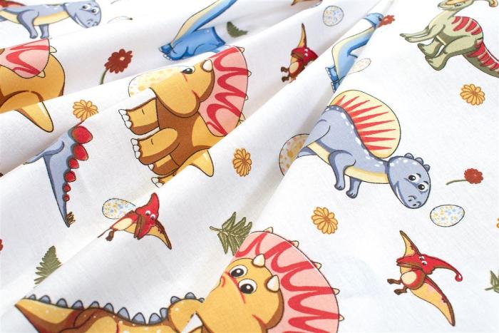 Σεντονάκι Λίκνου bebe Dinosaur 519 80X110 White-Blue 100% Cotton