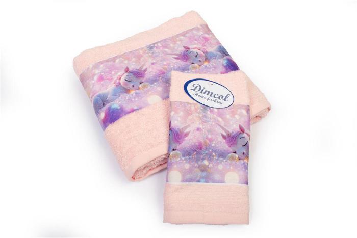 Πετσέτα Σετ 2 τεμ Με Ψηφιακή Εκτύπωση bebe Dreaming Unicorn 320 30X50,70X140 Pink 100% Cotton