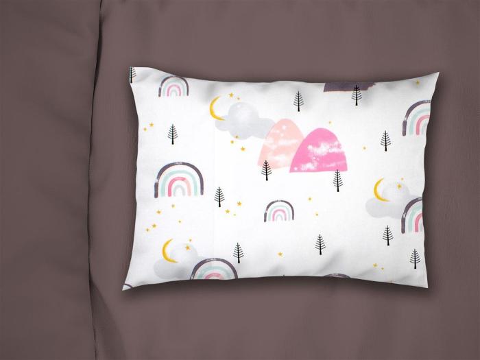 Μαξιλαροθήκη Εμπριμέ kids Rainbow 575 50X70 White-Pink 100% Cotton