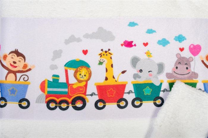 Πετσέτα Σετ 2 τεμ Με Ψηφιακή Εκτύπωση bebe Train 346 30X50,70X140 White 100% Cotton