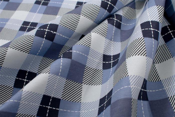 Αλέκιαστο Σετ 2 τεμ Τραπεζομάντηλο Checkered 468 140X300 & Τραβέρσα 40X300 Blue 70/30 Cott/Pol