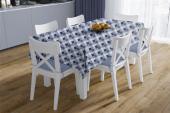 Αλέκιαστο Σετ 2 τεμ Τραπεζομάντηλο Checkered 468 140X300 & Τραβέρσα 40X300 Blue 70/30 Cott/Pol