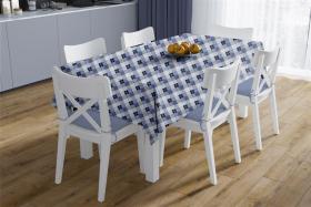 Αλέκιαστο Σετ 2 τεμ Τραπεζομάντηλο Checkered 468 140X300 & Τραβέρσα 40X300 Blue 70/30 Cott/Pol