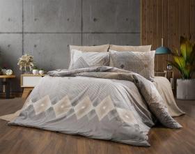 Σεντόνια Εμπριμέ Σετ 3 τεμ Καλλιρόη 603 160X240 Grey-Mocha 70/30 Cott/Pol