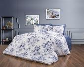 Σεντόνια Εμπριμέ Σετ 3 τεμ Βερονίκη 486 160X240 White-Blue 70/30 Cott/Pol