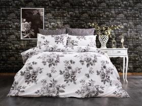 Σεντόνια Εμπριμέ Σετ 3 τεμ Βερονίκη 487 160X240 White-Grey 70/30 Cott/Pol