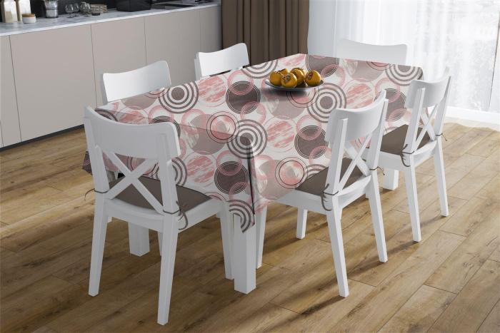 Τραπεζομάντηλο Αλέκιαστο Circles 469 180X300 Coral 70/30 Cott/Pol