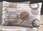 Μαξιλαροθήκη Εμπριμέ Διώνη 600 50X70 White-Mocha 70/30 Cott/Pol