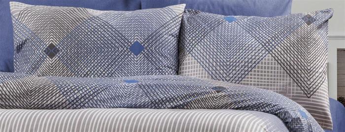 Μαξιλαροθήκη Εμπριμέ Καλλιρόη 604 50X70 Grey-Blue 70/30 Cott/Pol