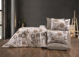 Σεντόνια Εμπριμέ Σετ 3 τεμ Διώνη 600 160X240 White-Mocha 70/30 Cott/Pol
