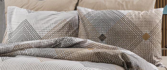 Μαξιλαροθήκη Εμπριμέ Καλλιρόη 603 50X70 Grey-Mocha 70/30 Cott/Pol