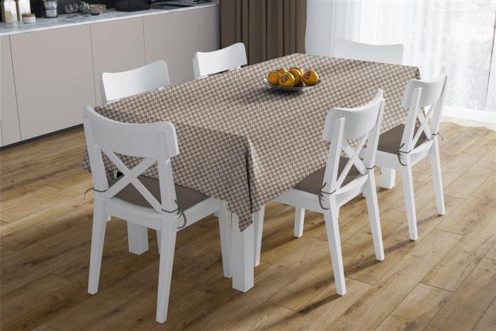 Αλέκιαστο Σετ 2 τεμ Τραπεζομάντηλο Houndstooth 473 140X300 & Τραβέρσα 40X300 Beige 70/30 Cott/Pol