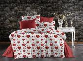 Παπλωματοθήκη Εμπριμέ Πάθος 607 160X240 White-Red 70/30 Cott/Pol