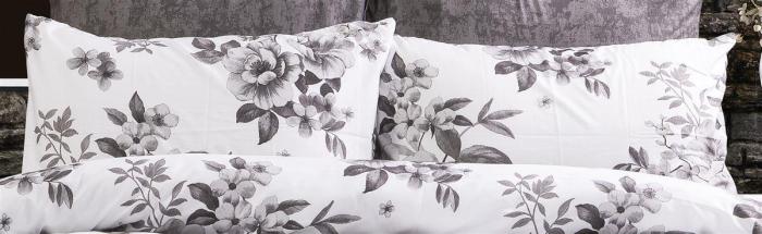 Μαξιλαροθήκη Εμπριμέ Βερονίκη 487 50X70 White-Grey 70/30 Cott/Pol