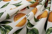 Αλέκιαστο Σετ 2 τεμ Τραπεζομάντηλο Oranges 474 140X300 & Τραβέρσα 40X300 White-Orange 70/30 Cott/Pol