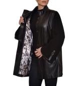 Black Suede Leather Cardigan (FER206)