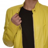 Yellow JUST FOR LUCK Leather Jacket (15228)