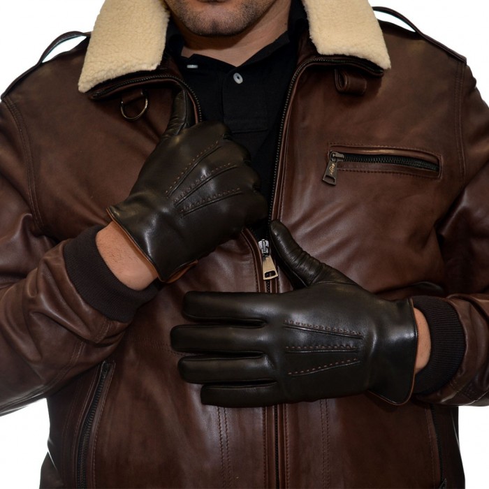 Δερμάτινα Ανδρικά Γάντια Black BRUNO CARLO (331-S) 